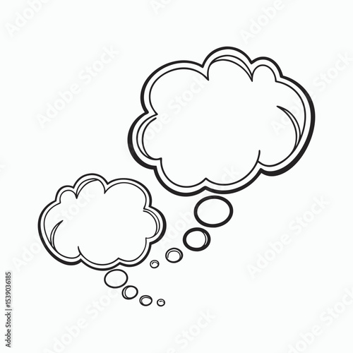 Empty thought bubbles, hand drawn sketch for creative concepts and messaging