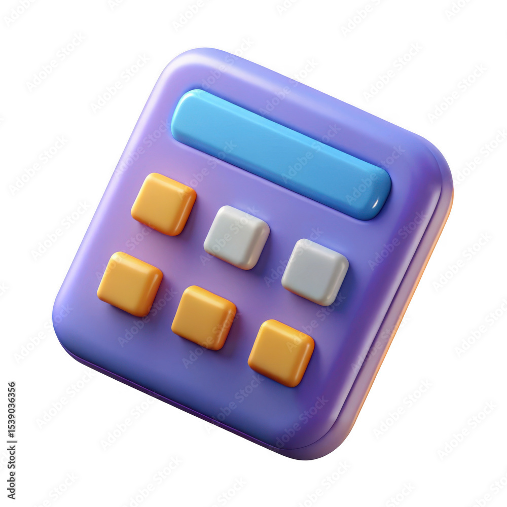 Cartoon calculator icon 3d render isolated on transparent background Cartoon calculator icon 3d render isolated on transparent background