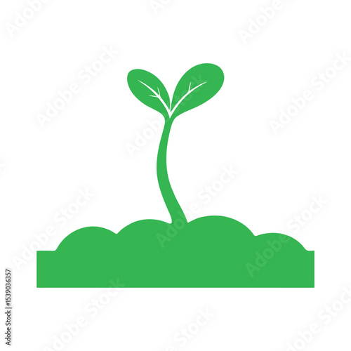 Green Plant Sprout Icon in Soil