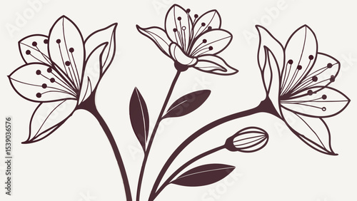 Elegant floral vector illustration with detailed line art 2025 2026