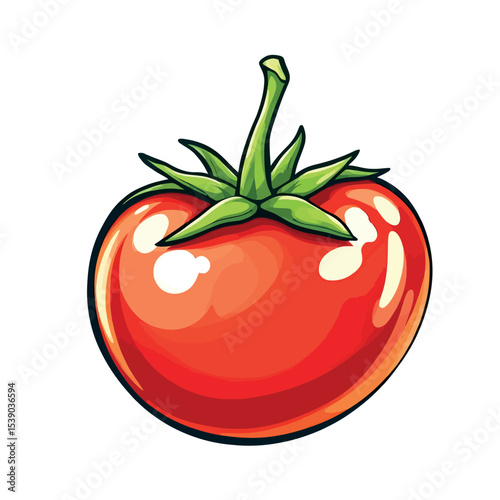 Fresh Ripe Tomato Artistic Vector Sticker Image A Beautiful Artistic Design