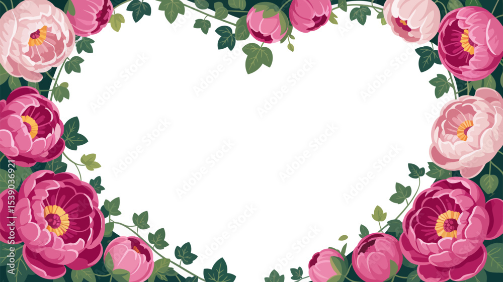 Floral peony frame vector illustration for wedding invitation card design and background template editable stock vector illustration Floral peony frame vector illustration for wedding invitation card design and background template editable stock vector illustration