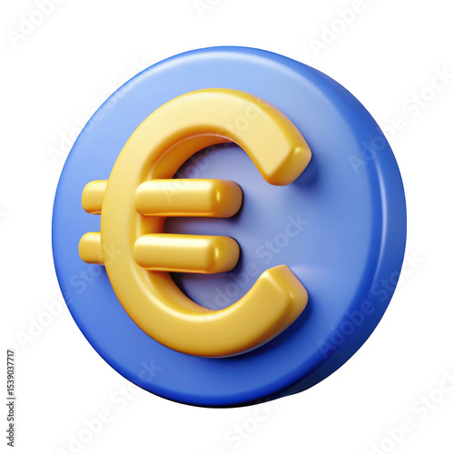 3d render of euro currency symbol isolated on transparent background