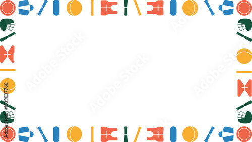 Sports equipment frame border background template for baseball and softball theme design use case, vector editable stock vector illustration