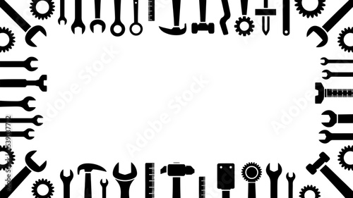 Black and white tools frame vector illustration for construction and repair projects design concept editable stock vector illustration
