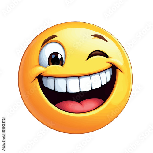 Funny Winking Emoji Illustration Expressive Digital Design for Custom Vector Stickers