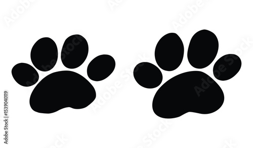 Two black paw prints isolated on white background