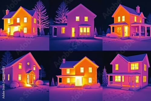 Winter Heat Imaging: A Series Highlighting Thermal Insulation in Homes at Various Levels