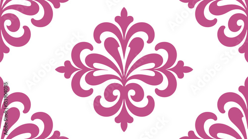 Stock photo of pink floral damask pattern on black background vector design illustration wallpaper art print 1 editable stock vector illustration