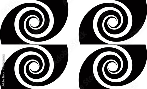 Abstract spiral pattern background design with black and red colors for wallpaper and textile art editable stock vector illustration