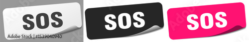 sos sticker. sos sticker set on white background