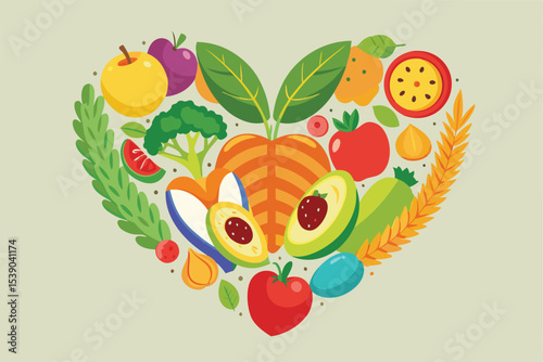 A Heartfelt Blend of Healthy Fruits and Vegetables Nourishing Your Body with Nature's Goodness