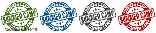 summer camp stamp. summer camp round stamp set isolated on white background