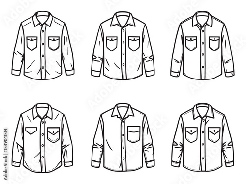 Shirt Line Art Button Down Style