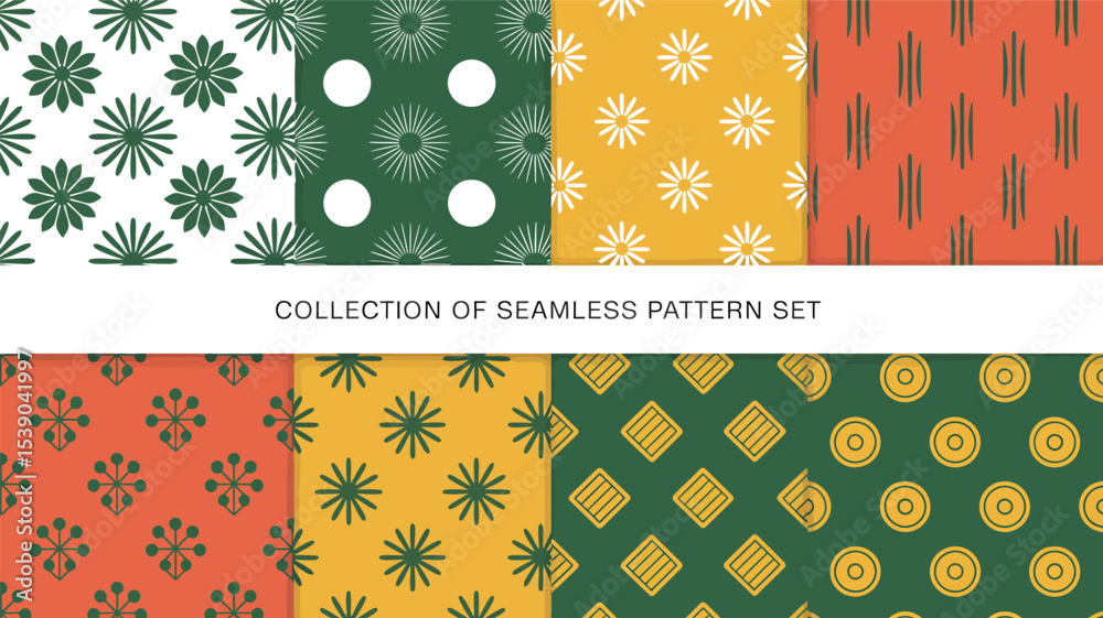 Fototapeta premium Seamless floral patterns vector set colorful backgrounds textile designs surface prints scrapbook paper art 100 editable stock vector illustration