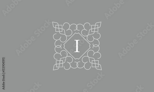 Elegant logo template for restaurant, boutique, cafe, hotel jewelry, fashion with initial I. Vector floral monogram