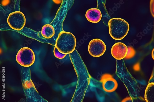 Microscopic view of mpox monkeypox virus highlighting its unique structure and cellular interactions, Microscopic illustration of mpox monkeypox virus Soft zoom in