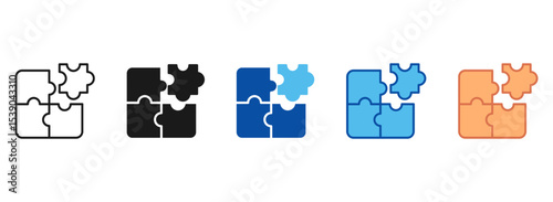Puzzle Icon Set Multiple Style Collection