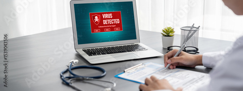 Wallpaper Mural Virus warning alert on computer screen detected brisk cyber threat , hacker, computer virus and malware Torontodigital.ca