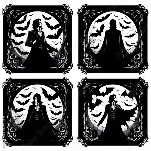 Count Dracula in a classic vampire pose