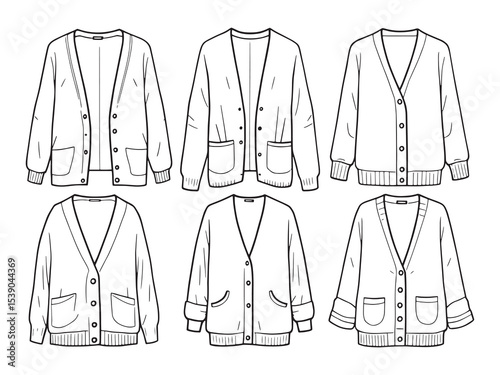 Cardigan Simple Line Art Icons