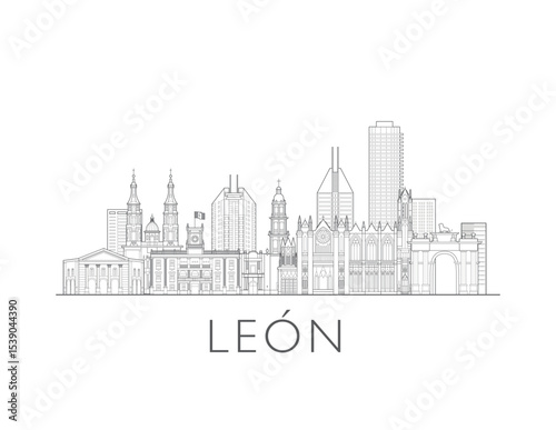 León Mexico cityscape illustration skyline drawing