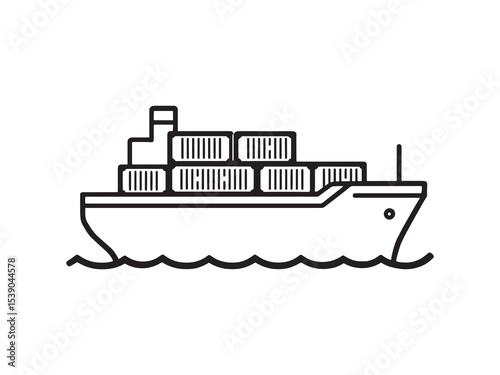 Minimal Cargo Ship Line Drawings
