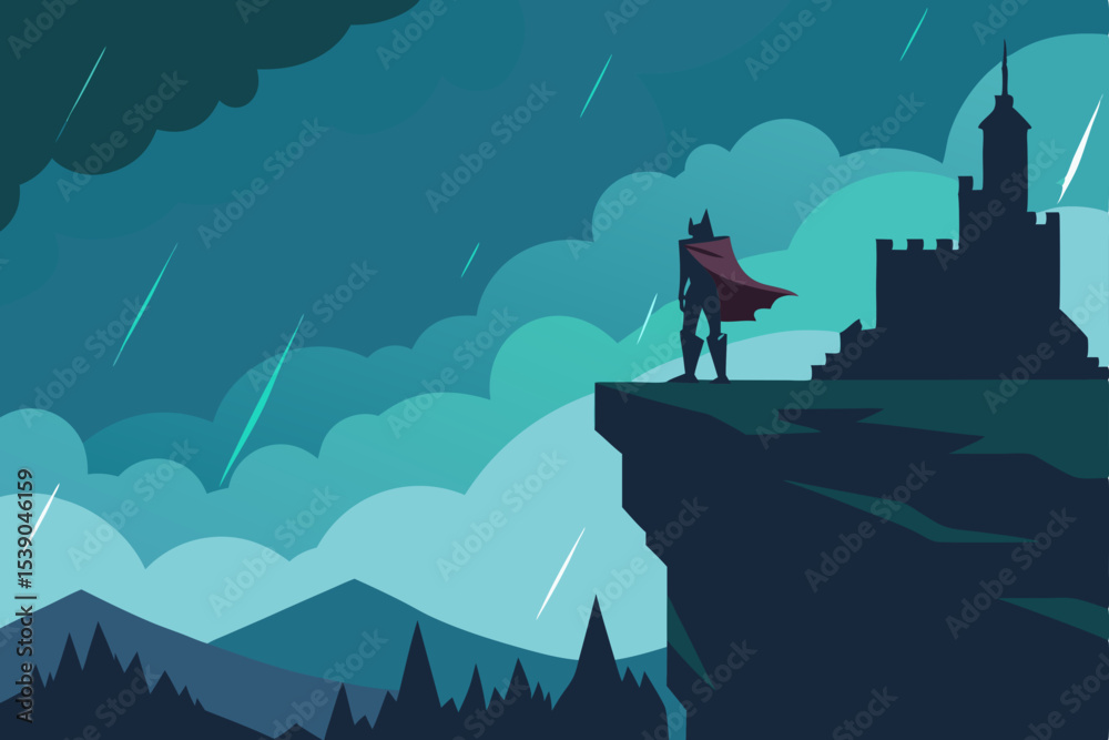 Fototapeta premium silhouette of a man in the mountains