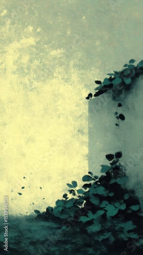 Minimalist vine wall illustration with dreamy atmosphere, ideal for book covers, prints, or poetic storytelling