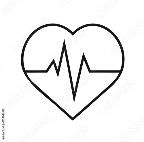 Heartbeat Symbol Vector Icon – Outline Style on White Background