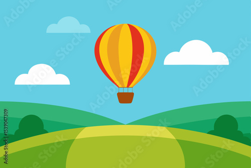 hot air balloon over green field