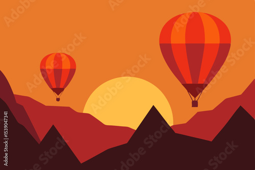 hot air balloon in sunset
