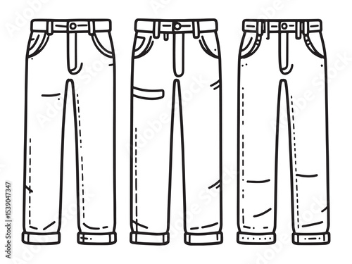 Chinos Line Drawing Illustration