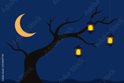 halloween night background with moon