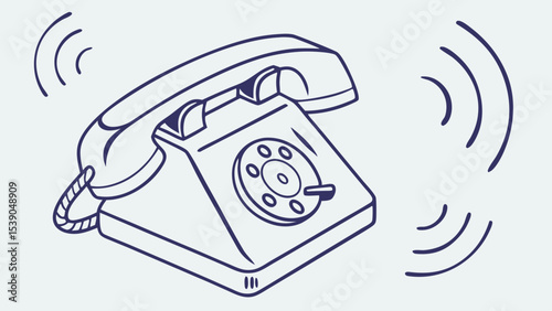 Vector illustration of a ringing rotary telephone icon for communication themes
