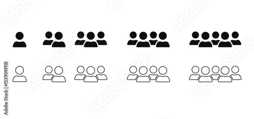 Set of user icon and people line icon. People black  icons.  People icons in modern simple flat and outline design. Vector illustration