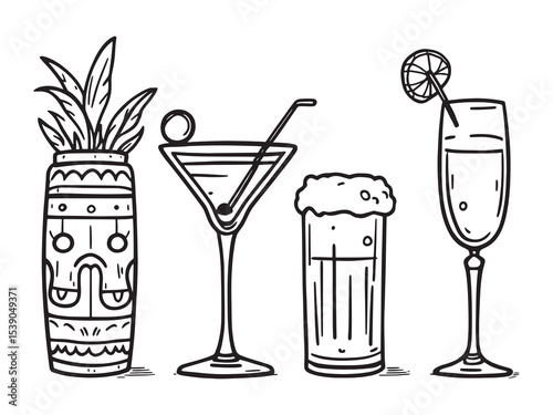 Cocktail Line Art Icons