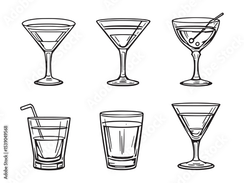 Minimal Cocktail Glass Illustrations