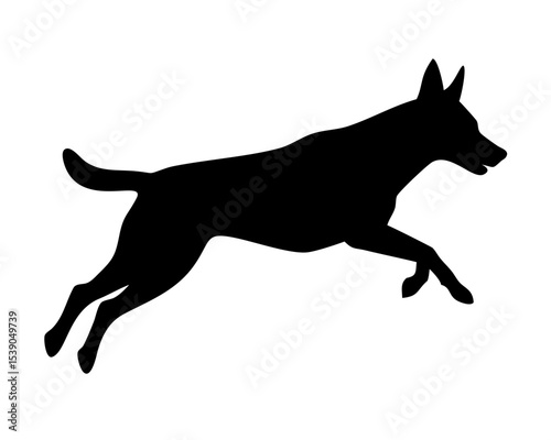 Belgian Malinois Dog Jumping Running Silhouette - Dynamic Vector Graphic for Logos, Agility Sports, and Brand Identity