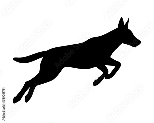 Belgian Malinois Dog Jumping Running Silhouette - Dynamic Vector Graphic for Logos, Agility Sports, and Brand Identity