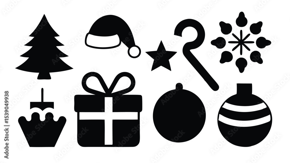 Naklejka premium Christmas Icons Festive Holiday Symbols Collection