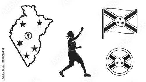 Celebrating Indigenous Culture  A Powerful Silhouette of a Runner and Regional Map Design