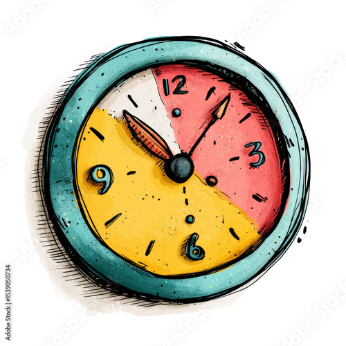 Colorful clock illustration creative design for home decor digital artwork contemporary art aesthetic appeal
