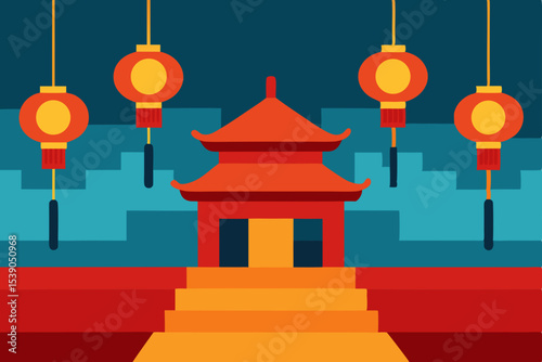 chinese lantern with red lanterns