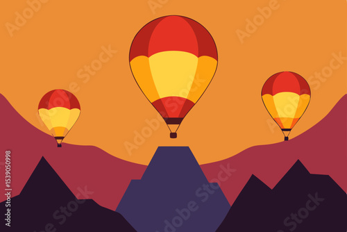 hot air balloon in sunset