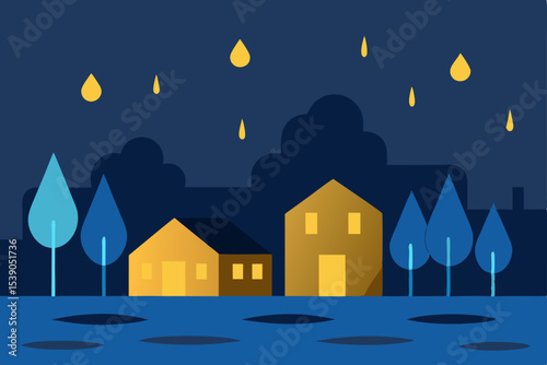 winter landscape with houses