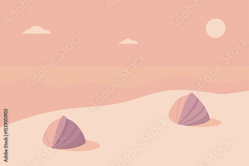 abstract background with sea shells and sand