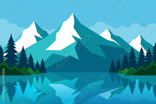 mountain landscape with trees and mountains