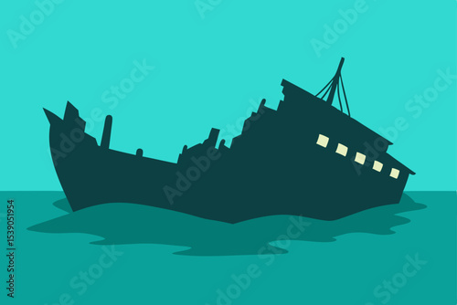 old ship in the sea
