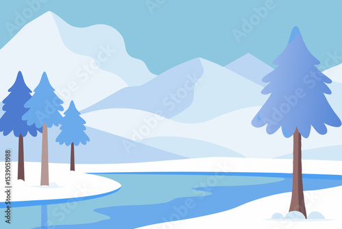 winter landscape with mountains